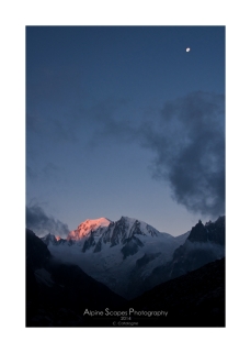 Aurore sur le Mont Blanc vu depuis le bassin de Talèfre